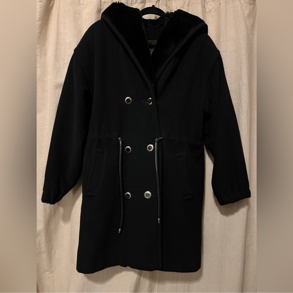 Vintage Anna Collection Coats Wool Black Teddy Jacket with Faux Fur Trim - Picture 7 of 13